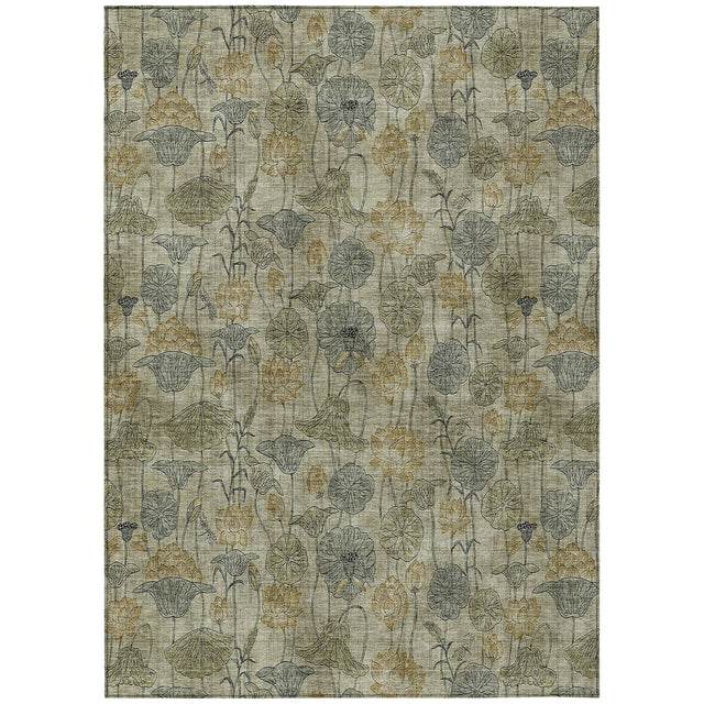 Addison Chantille ACN2128 Floral Machine Made Transitional Khaki Rug