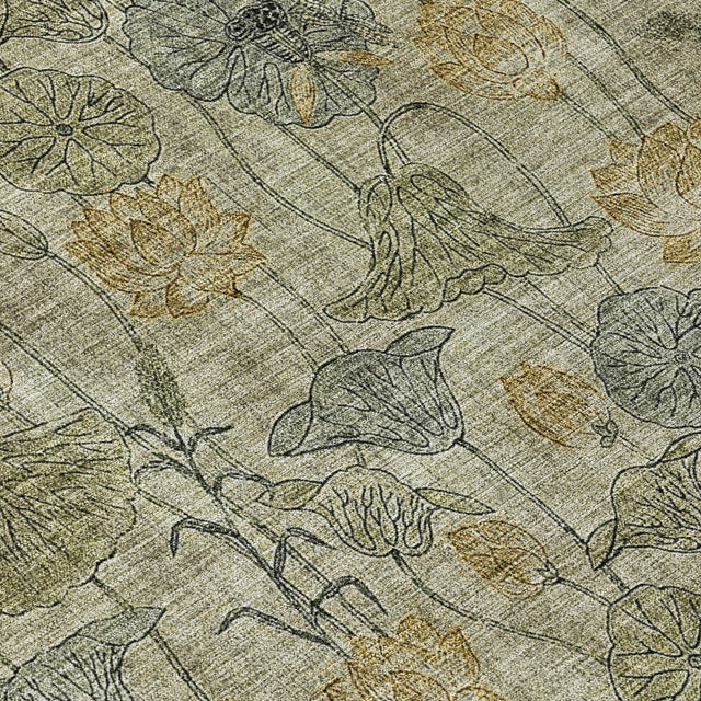 Addison Chantille ACN2128 Floral Machine Made Transitional Khaki Rug