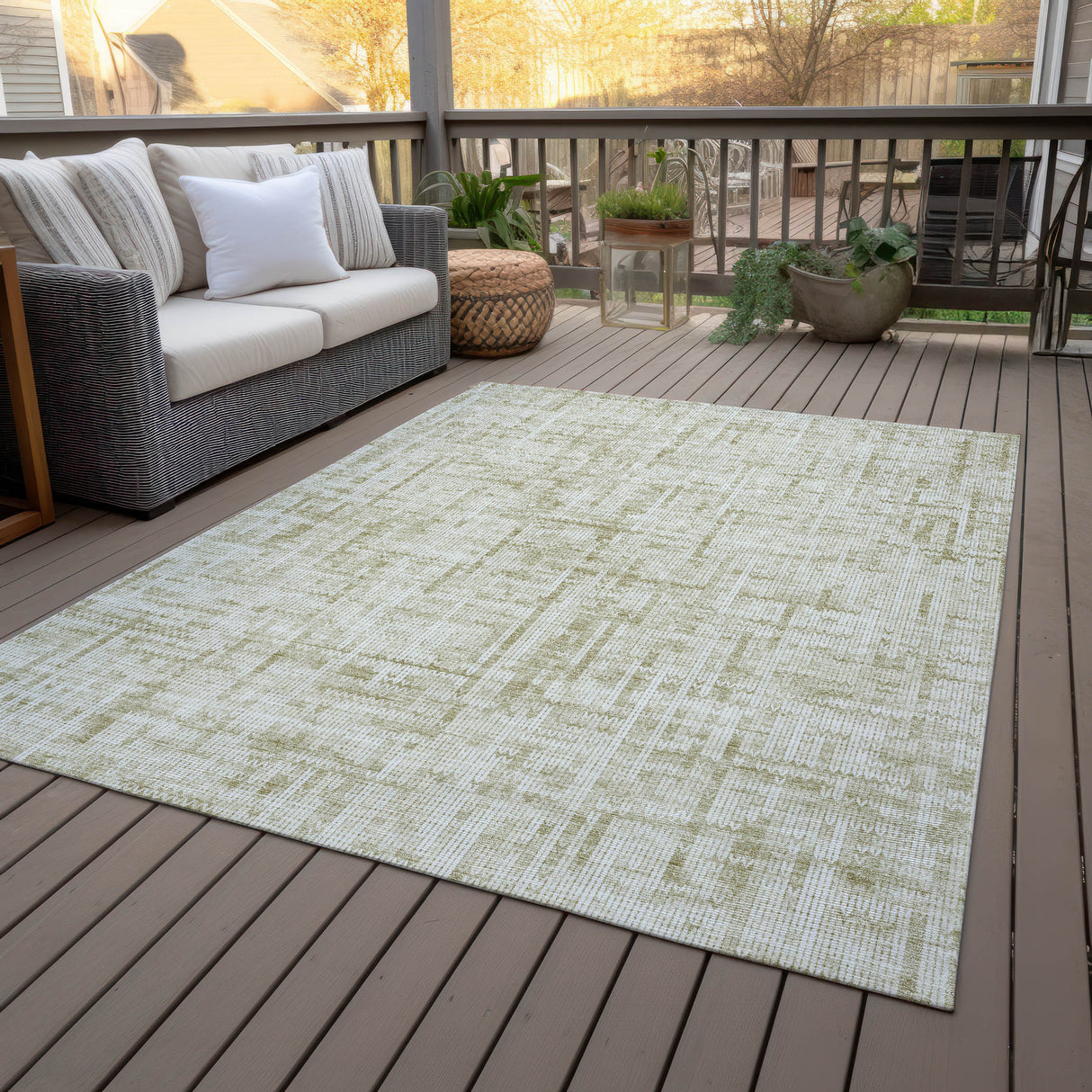 Addison Chantille ACN2130 Stripes Machine Made Transitional Beige Rug