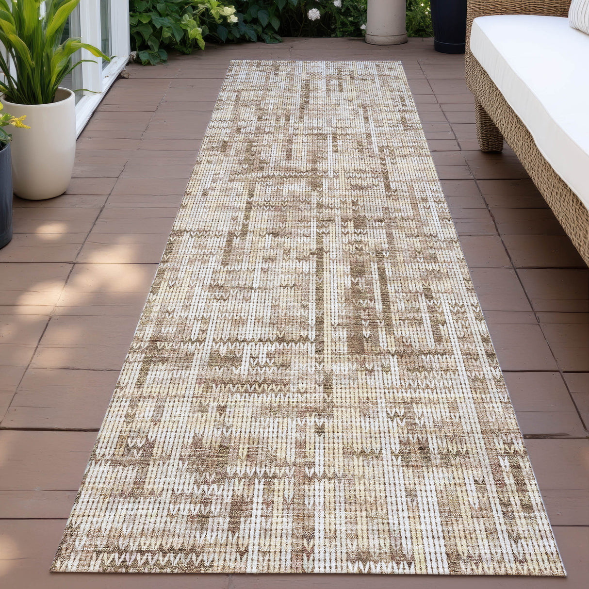 Addison Chantille ACN2130 Stripes Machine Made Transitional Brown Rug