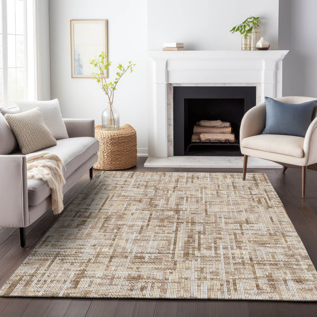 Addison Chantille ACN2130 Stripes Machine Made Transitional Brown Rug