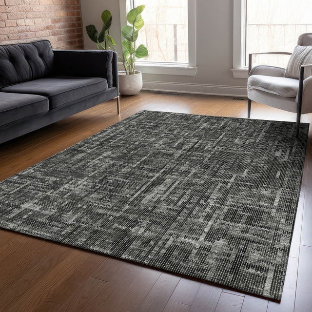 Addison Chantille ACN2130 Stripes Machine Made Transitional Charcoal Rug