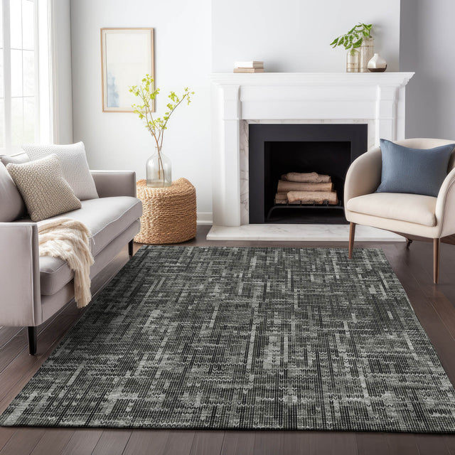 Addison Chantille ACN2130 Stripes Machine Made Transitional Charcoal Rug