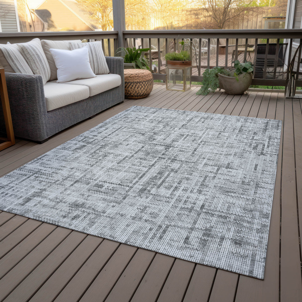 Addison Chantille ACN2130 Stripes Machine Made Transitional Gray Rug