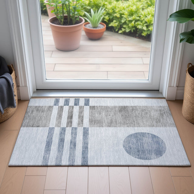 Addison Chantille ACN2131 Geometric Machine Made Transitional Blue Rug