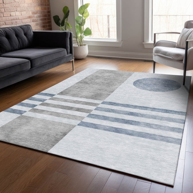 Addison Chantille ACN2131 Geometric Machine Made Transitional Blue Rug