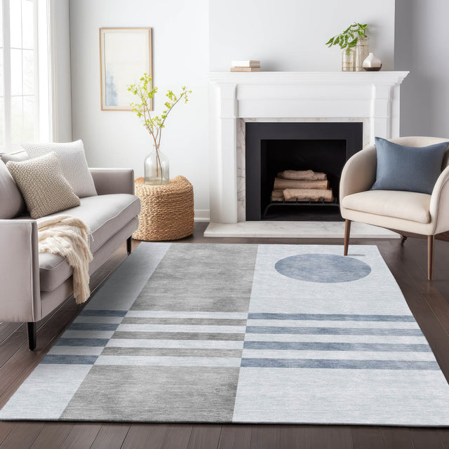 Addison Chantille ACN2131 Geometric Machine Made Transitional Blue Rug