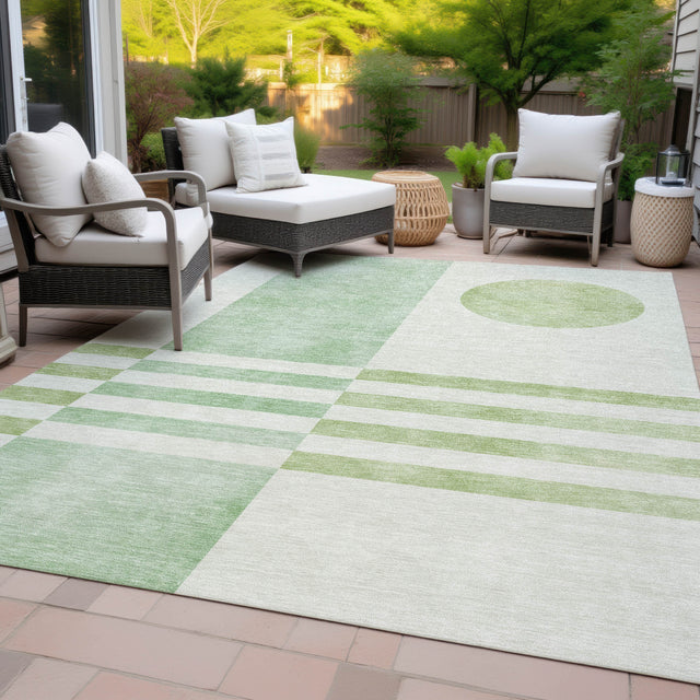 Addison Chantille ACN2131 Geometric Machine Made Transitional Green Rug