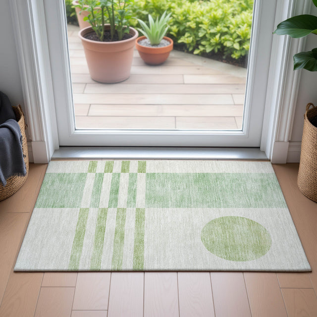 Addison Chantille ACN2131 Geometric Machine Made Transitional Green Rug