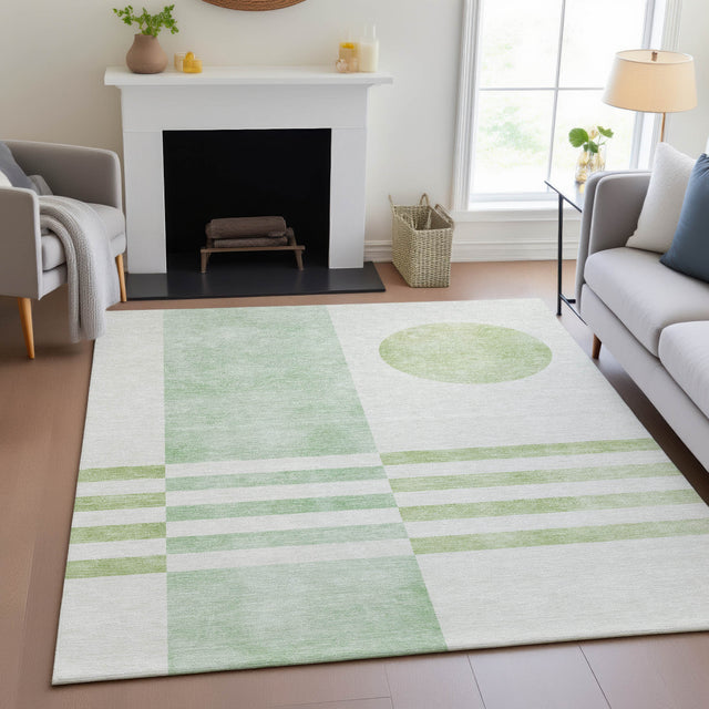 Addison Chantille ACN2131 Geometric Machine Made Transitional Green Rug