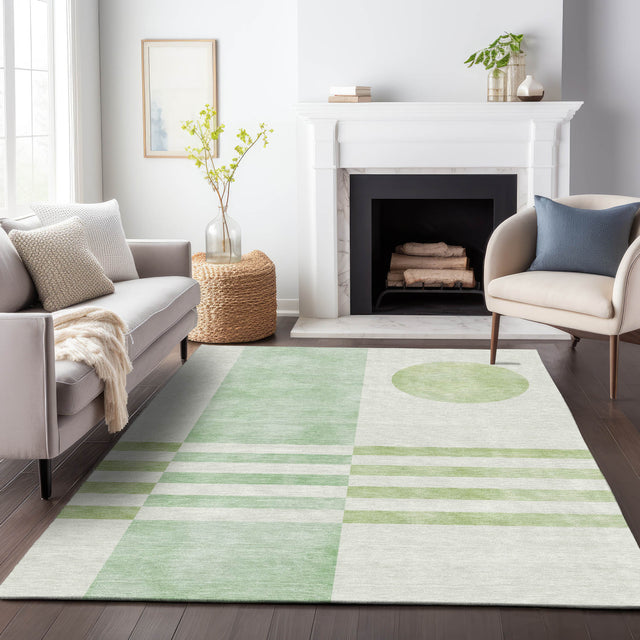 Addison Chantille ACN2131 Geometric Machine Made Transitional Green Rug