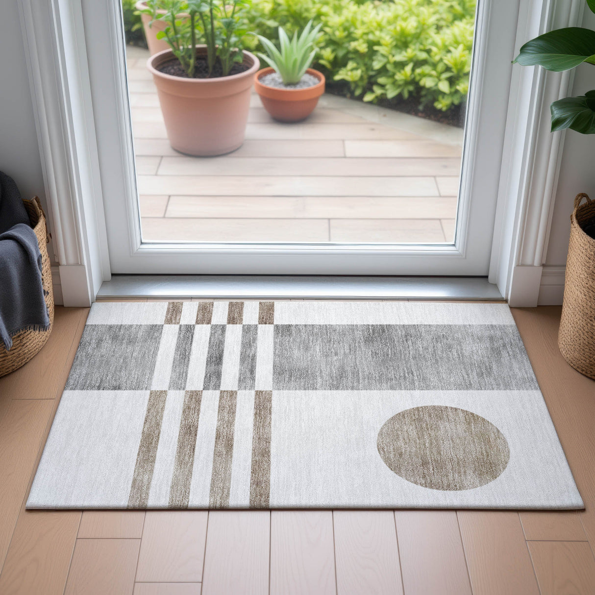 Addison Chantille ACN2131 Geometric Machine Made Transitional Ivory Rug