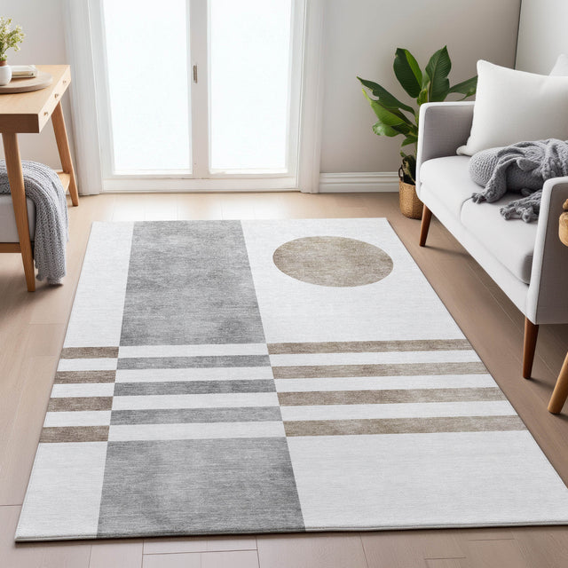 Addison Chantille ACN2131 Geometric Machine Made Transitional Ivory Rug