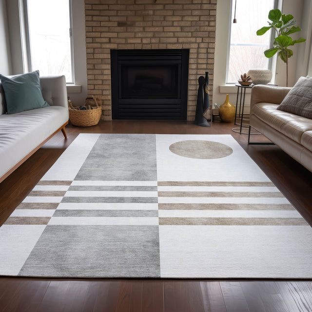 Addison Chantille ACN2131 Geometric Machine Made Transitional Ivory Rug