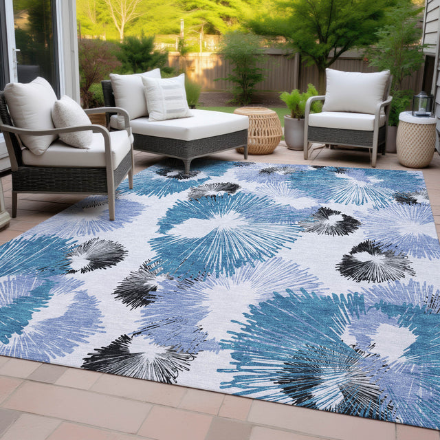 Addison Chantille ACN2132 Floral Machine Made Transitional Blue Rug