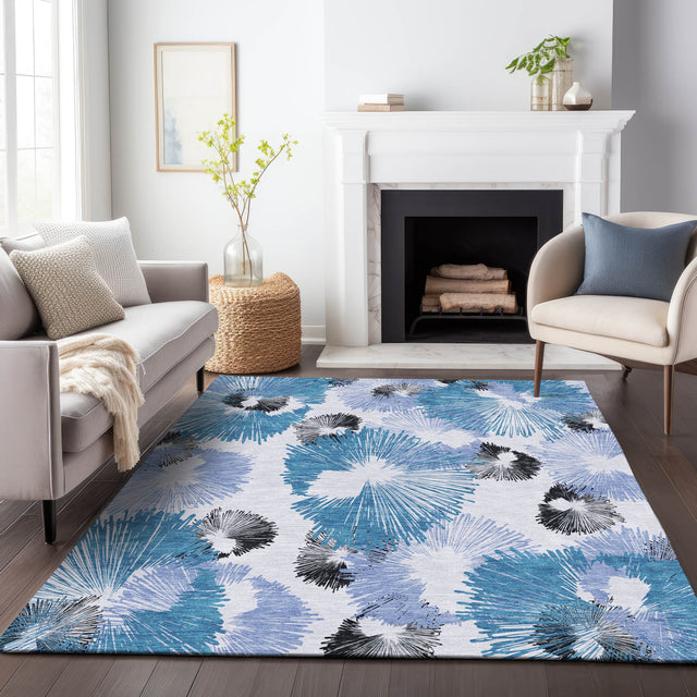 Addison Chantille ACN2132 Floral Machine Made Transitional Blue Rug