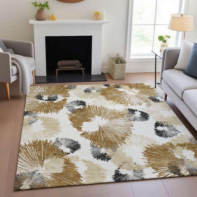 Addison Chantille ACN2132 Floral Machine Made Transitional Chocolate Rug