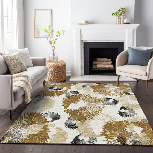 Addison Chantille ACN2132 Floral Machine Made Transitional Chocolate Rug