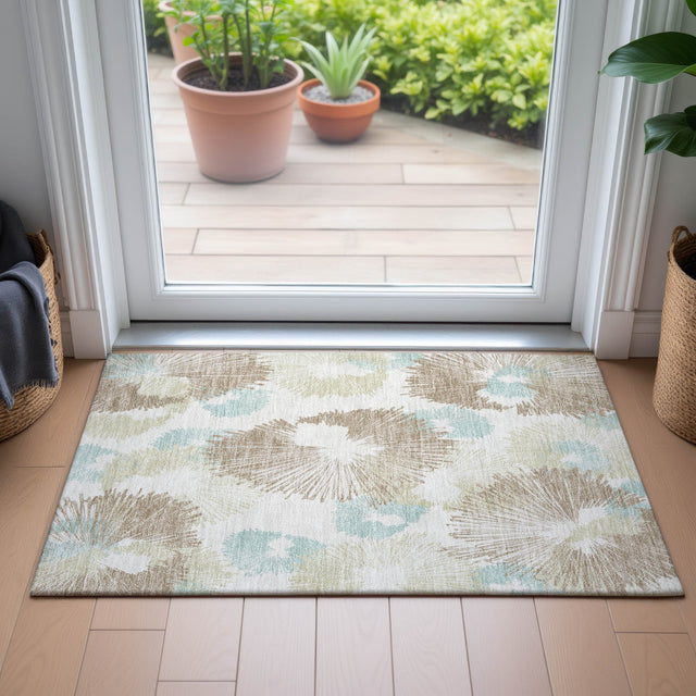 Addison Chantille ACN2132 Floral Machine Made Transitional Mocha Rug