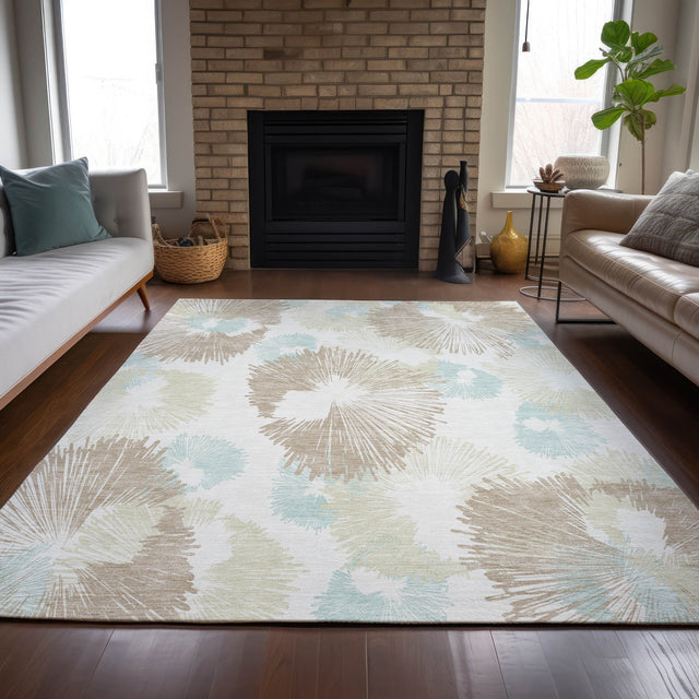 Addison Chantille ACN2132 Floral Machine Made Transitional Mocha Rug