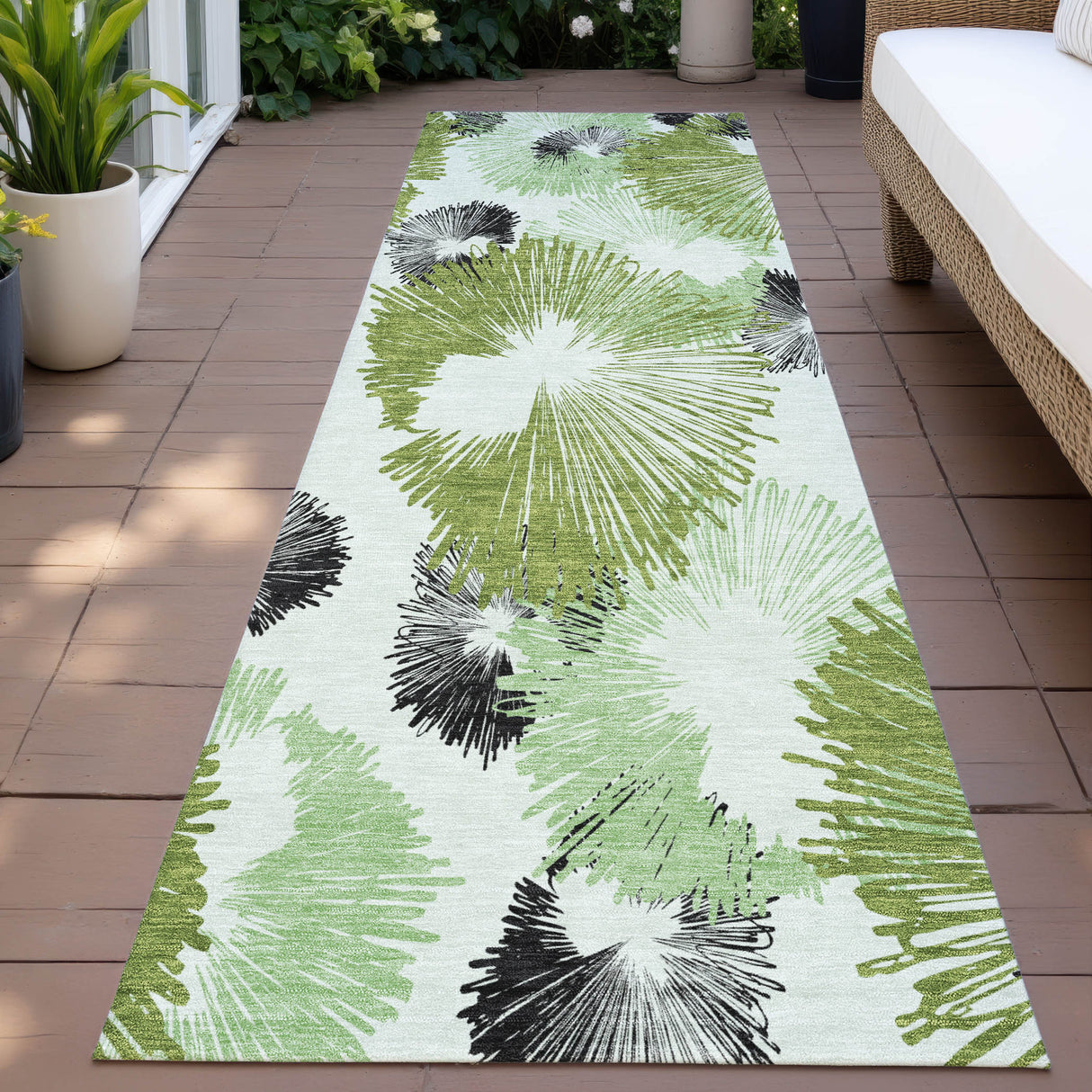 Addison Chantille ACN2132 Floral Machine Made Transitional Olive Rug