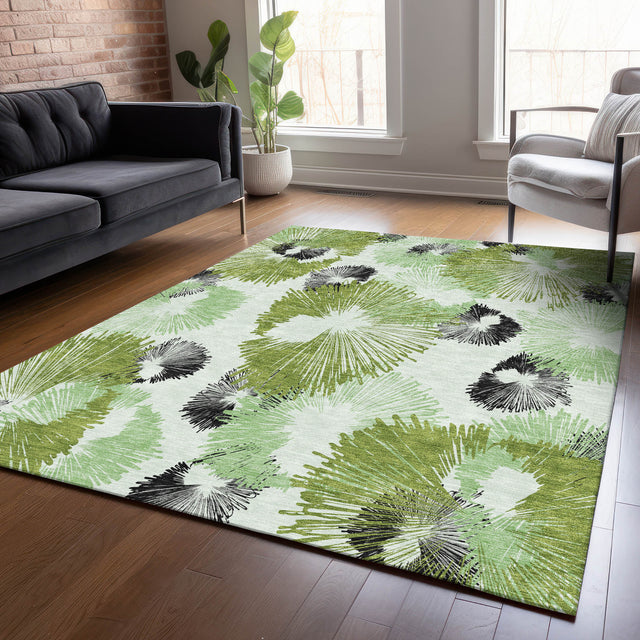 Addison Chantille ACN2132 Floral Machine Made Transitional Olive Rug
