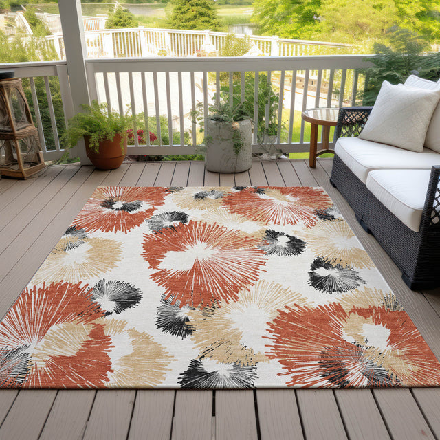 Addison Chantille ACN2132 Floral Machine Made Transitional Paprika Rug