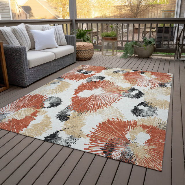Addison Chantille ACN2132 Floral Machine Made Transitional Paprika Rug