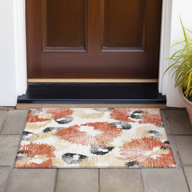 Addison Chantille ACN2132 Floral Machine Made Transitional Paprika Rug