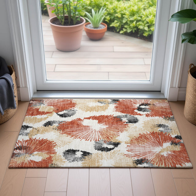 Addison Chantille ACN2132 Floral Machine Made Transitional Paprika Rug