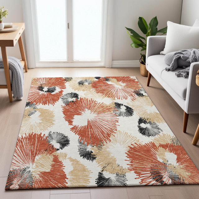 Addison Chantille ACN2132 Floral Machine Made Transitional Paprika Rug