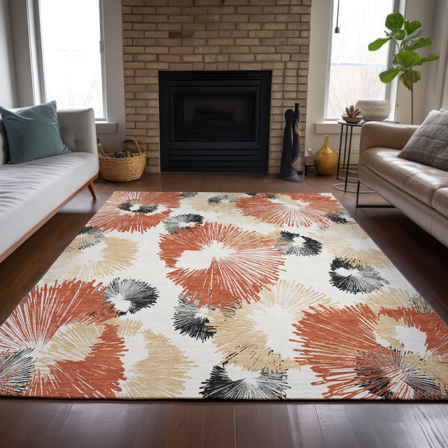 Addison Chantille ACN2132 Floral Machine Made Transitional Paprika Rug
