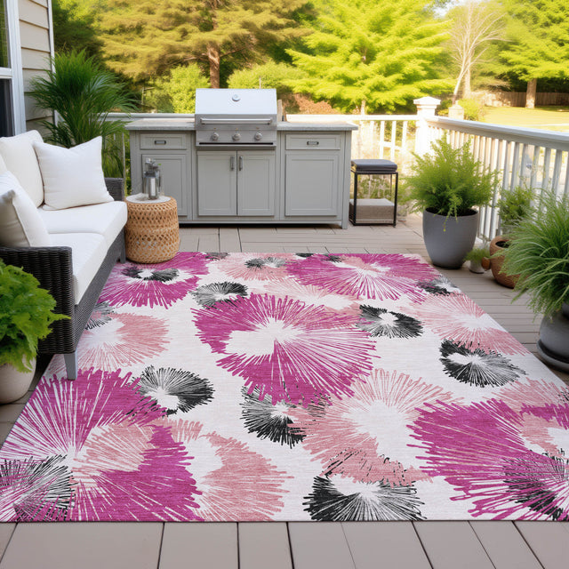Addison Chantille ACN2132 Floral Machine Made Transitional Pink Rug