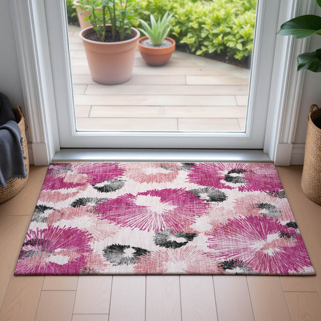 Addison Chantille ACN2132 Floral Machine Made Transitional Pink Rug