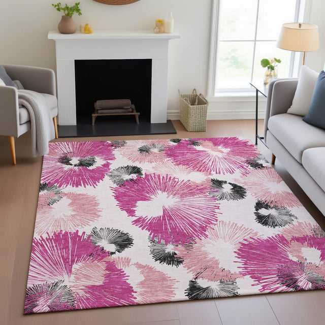 Addison Chantille ACN2132 Floral Machine Made Transitional Pink Rug