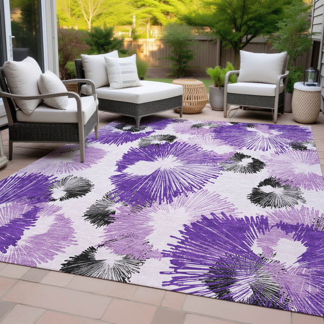 Addison Chantille ACN2132 Floral Machine Made Transitional Purple Rug