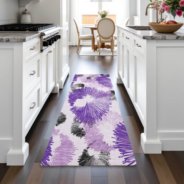 Addison Chantille ACN2132 Floral Machine Made Transitional Purple Rug