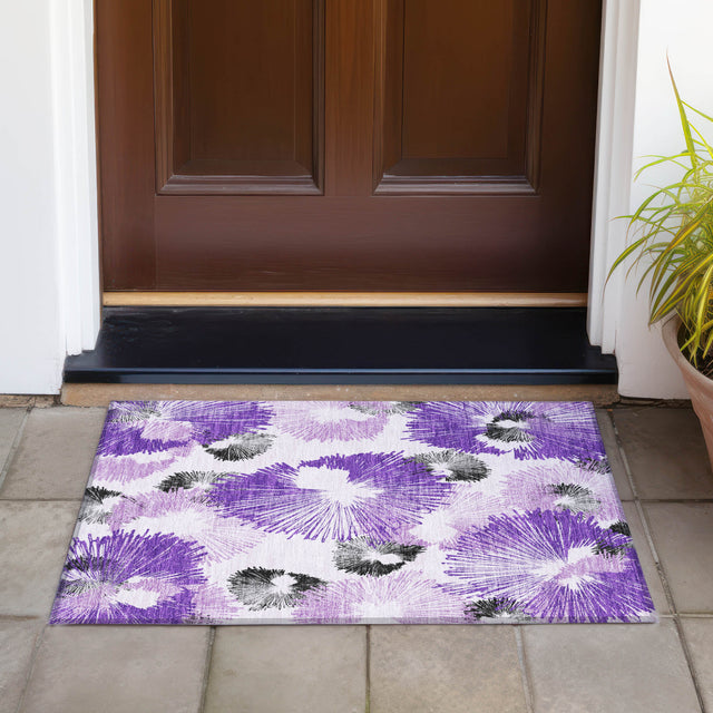 Addison Chantille ACN2132 Floral Machine Made Transitional Purple Rug