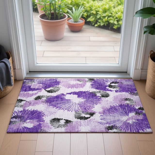 Addison Chantille ACN2132 Floral Machine Made Transitional Purple Rug