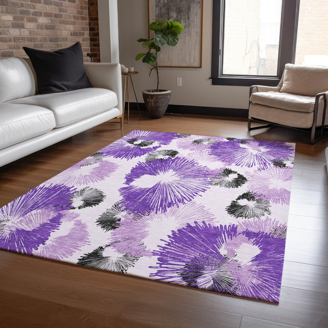 Addison Chantille ACN2132 Floral Machine Made Transitional Purple Rug