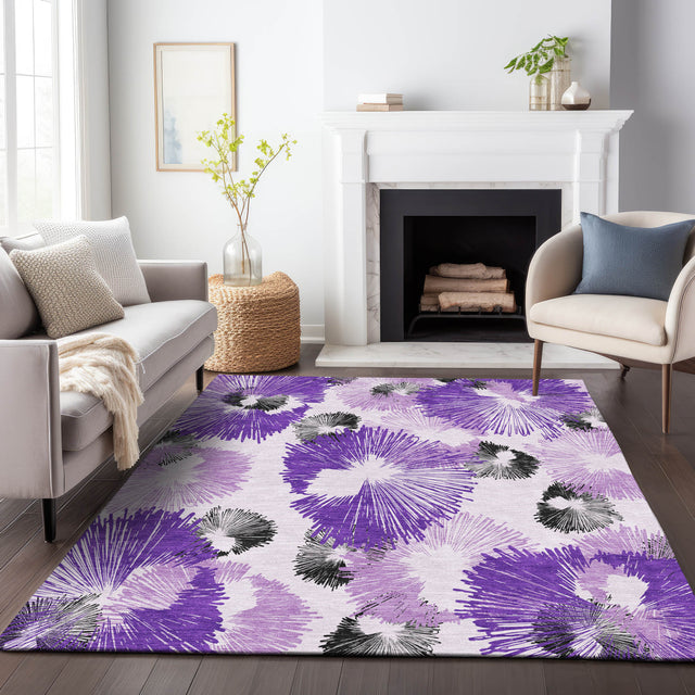 Addison Chantille ACN2132 Floral Machine Made Transitional Purple Rug