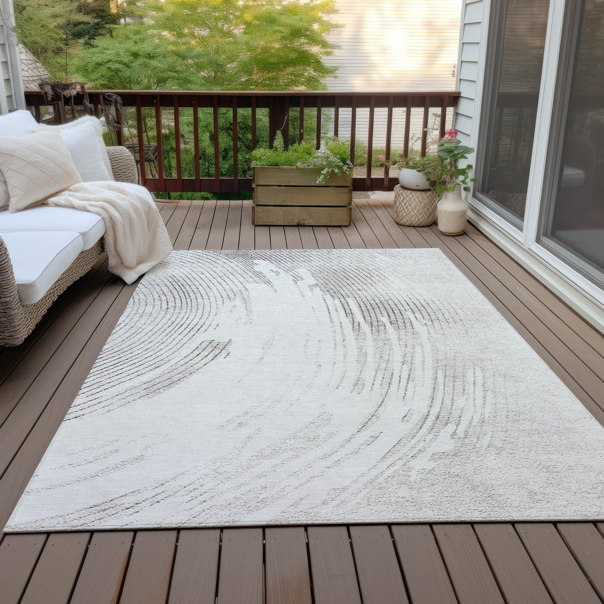Addison Chantille ACN2133 Swirls Machine Made Transitional Ivory Rug