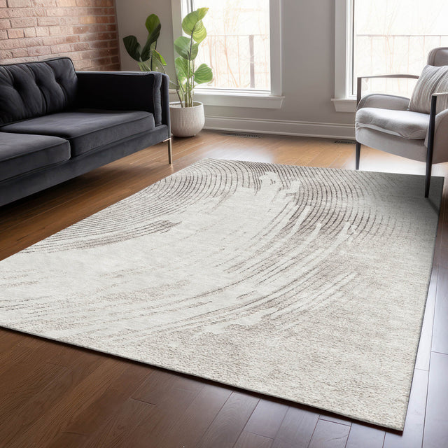 Addison Chantille ACN2133 Swirls Machine Made Transitional Ivory Rug