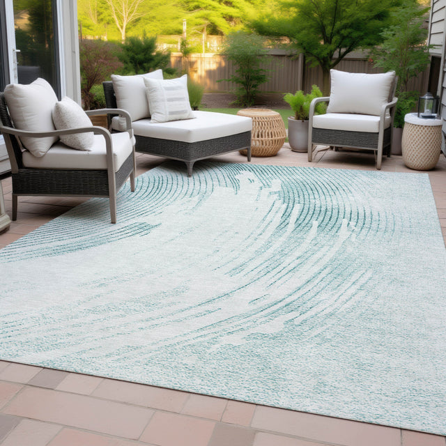 Addison Chantille ACN2133 Swirls Machine Made Transitional Teal Rug