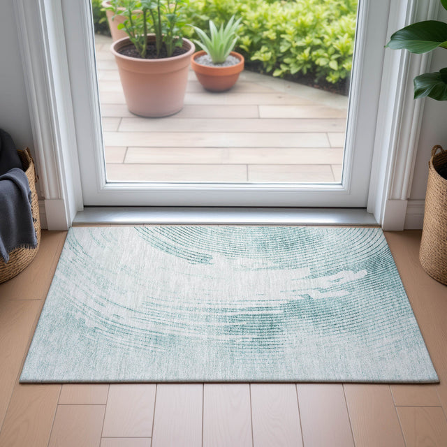 Addison Chantille ACN2133 Swirls Machine Made Transitional Teal Rug