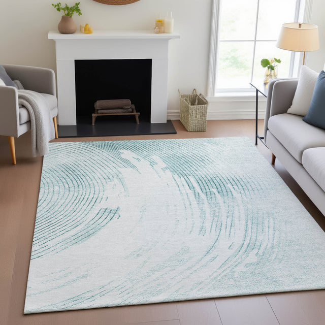Addison Chantille ACN2133 Swirls Machine Made Transitional Teal Rug