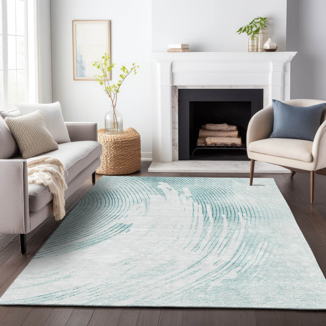 Addison Chantille ACN2133 Swirls Machine Made Transitional Teal Rug