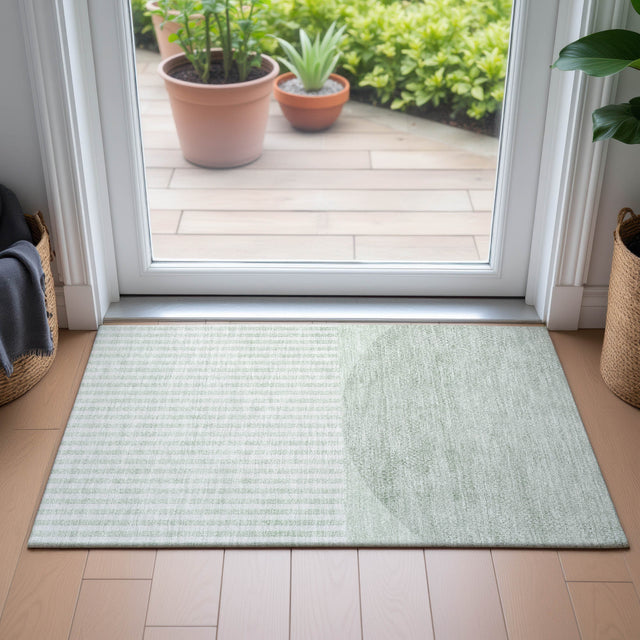 Addison Chantille ACN2134 Geometric Machine Made Transitional Green Rug