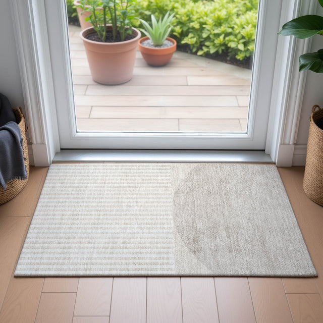 Addison Chantille ACN2134 Geometric Machine Made Transitional Putty Rug