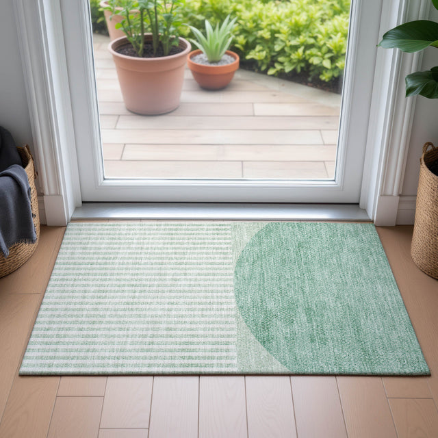 Addison Chantille ACN2134 Geometric Machine Made Transitional Teal Rug